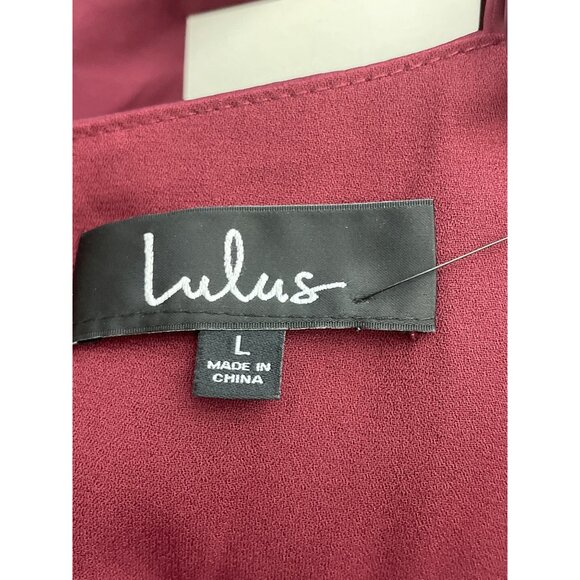 Lulu’s Women Burgundy Faux Wrap Sleeveless Maxi Dress Size L NWT - Picture 9 of 9